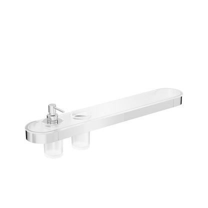 Crosswater Velo Round Tray Soap Dispenser & Tumbler Holder