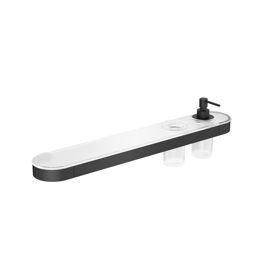 Crosswater Velo Round Tray Soap Dispenser & Tumbler Holder