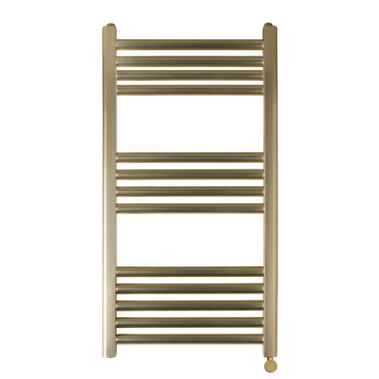 Just Taps Plus Vos Electric Tower Radiator with Thermostat Heating Element  - Brusshed Brass