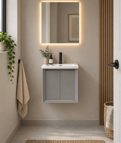 Val 400 2 Door Matt Grey Cabinet and Basin