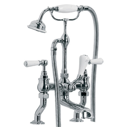 Lefroy Brooks Classic White Lever Deck Mounted Bath Shower Mixer With Hose & Handset (choose finish)