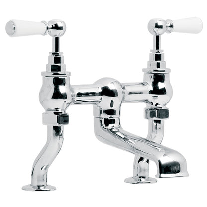 Lefroy Brooks Classic White Lever Deck Mounted Bath Filler - Chrome