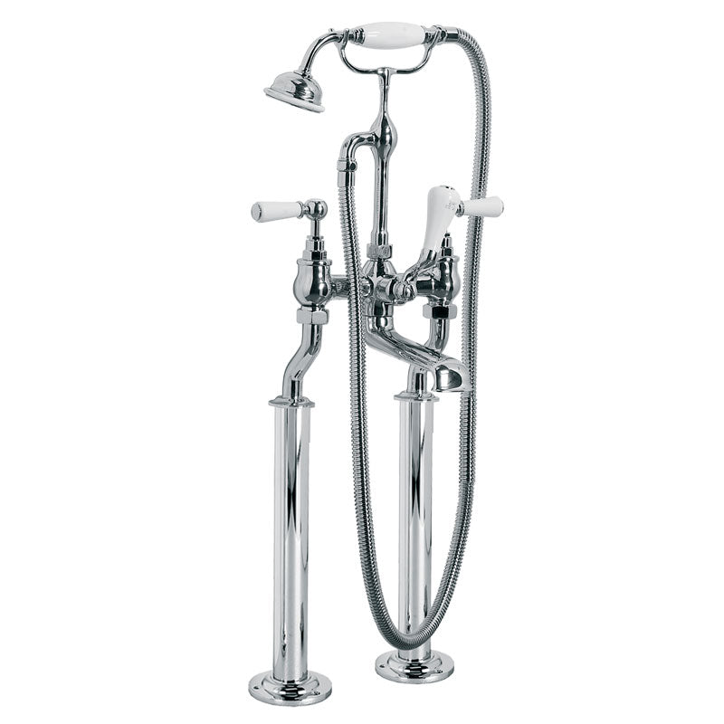Lefroy Brooks Classic White Lever Bath Mixer & Stand Pipes