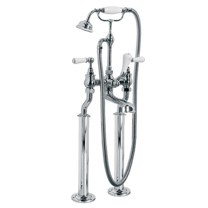 Lefroy Brooks Classic White Lever Bath Mixer & Stand Pipes