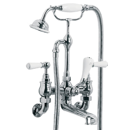 Lefroy Brooks Classic White Lever Wall Mounted Bath Shower Mixer With Hose & Handset (choose finish)
