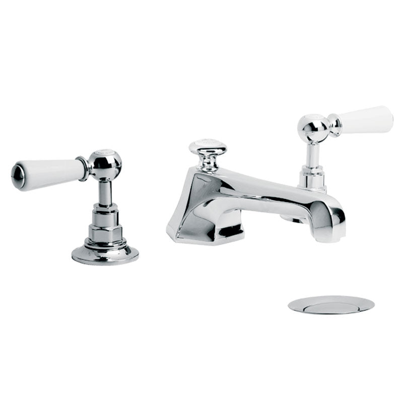 Lefroy Brooks Mackintosh White Lever 3 Hole Basin Mixer - Chrome