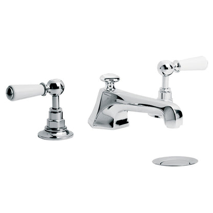 Lefroy Brooks Mackintosh White Lever 3 Hole Basin Mixer - Chrome