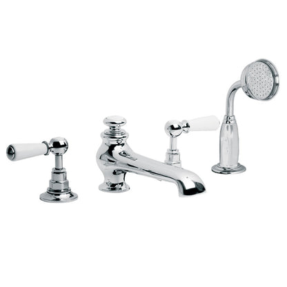 Lefroy Brooks Classic White Lever 4 Hole Bath Shower Set (choose finish)