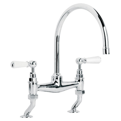 Lefroy Brooks Classic White Lever Bridge Kitchen Sink Mixer