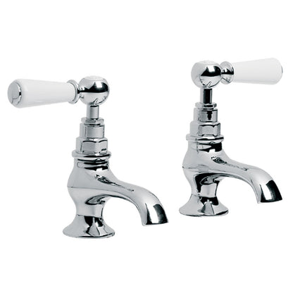 Lefroy Brooks Classic White Lever Basin Pillar Taps - (choose finish)