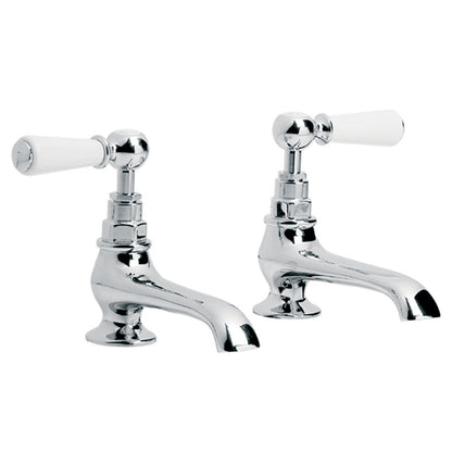 Lefroy Brooks Classic White Lever Long Nose Basin Pillar Taps (choose finish)