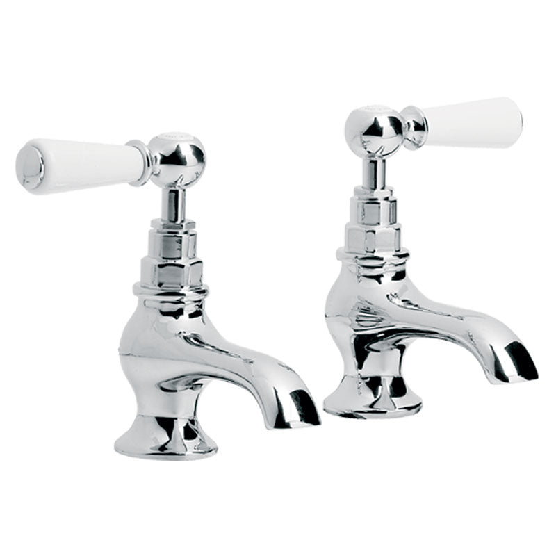 Lefroy Brooks Classic White Lever Bath Pillar Taps (choose finish)