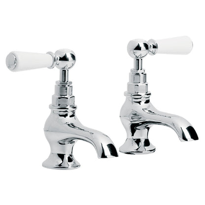Lefroy Brooks Classic White Lever Bath Pillar Taps (choose finish)
