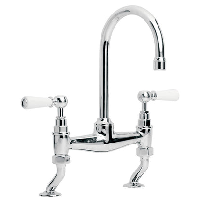 Lefroy Brooks Classic White Lever Bridge Basin Mixer 160mm Spout (choose finish)
