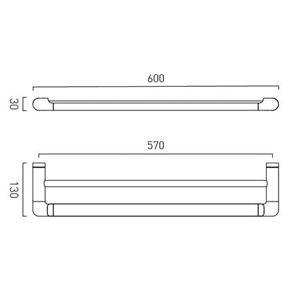 Vado Zoo Double Towel Rail 600mm