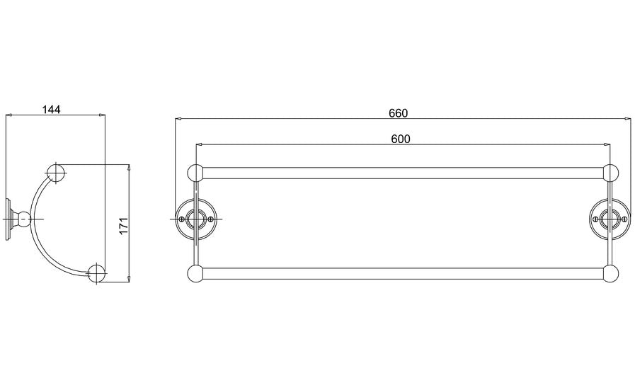 Burlington Wall Mounted Double Towel Rail - Chrome