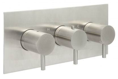Just Taps Inox Thermostatic Concealed 2 Outlet Shower Valve, Horizontal