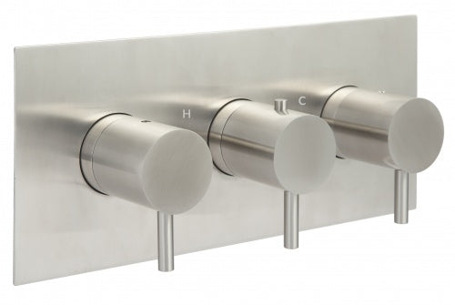 Just Taps Inox Thermostatic Concealed 3 Outlet Shower Valve, Horizontal