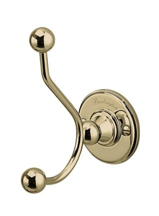 Burlington Edwardian Wall Mounted Gold Double Robe Hook