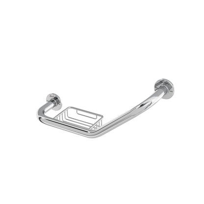 Burlington Angled rail with soap basket - left hand
