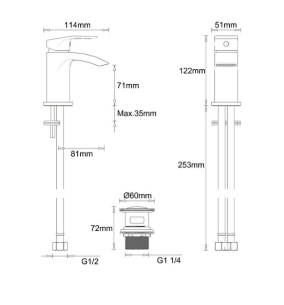 Crosswater Flow Mini Basin Mixer With Waste