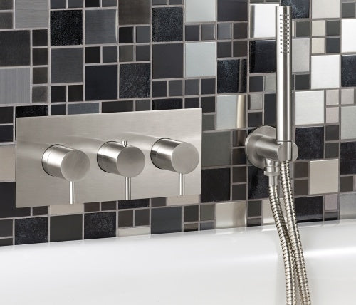 Just Taps Inox Thermostatic Concealed 2 Outlet Shower Valve, Horizontal