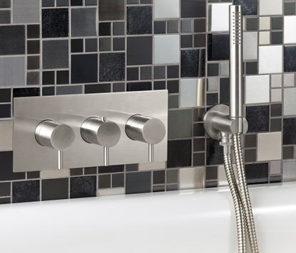 Just Taps Inox Thermostatic Concealed 3 Outlet Shower Valve, Horizontal