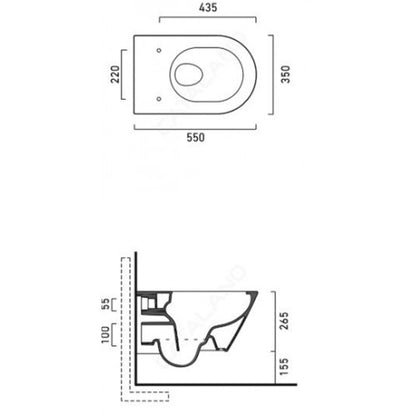 Catalano Zero Wall Hung Newflush Rimless 350 x 550  WC