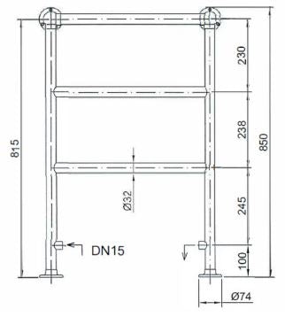 Heritage Portland Heated Towel Rail Vintage Gold