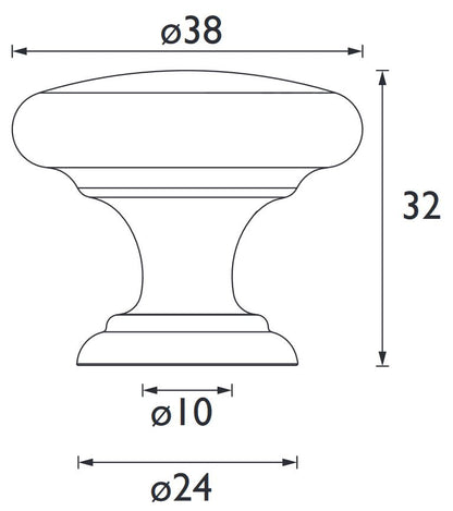 Round Knob 38mmx32mm Brushed Nickel - Space Saving Solution