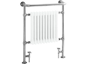 Heritage Clifton Heated Towel Rail Chrome, Angled Rad Valves