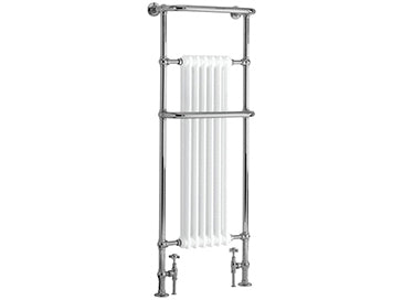 Heritage Cabot Heated Towel Rail Chrome Inc Angled Rad Valves