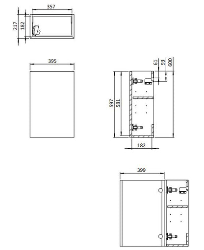 Crosswater Alo Black & Rattan Cloakroom Unit Only 400mm