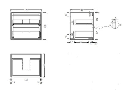 LUXE81 Angel 600 Matte White Cabinet and Ceramic Basin