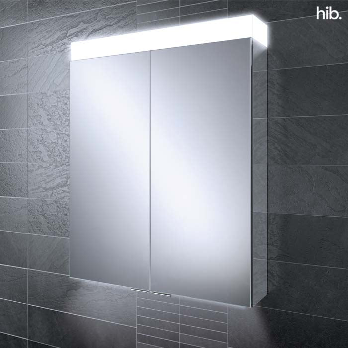 HIB Apex 60 Mirror Cabinet 600 x 700mm Rectangular LED Mirror Cabinet With Charging Sockets