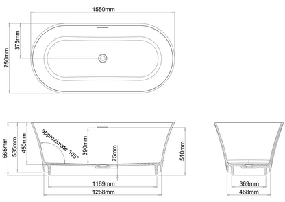 Clearwater Armonia 1550x725mm Natural Stone Double Bath