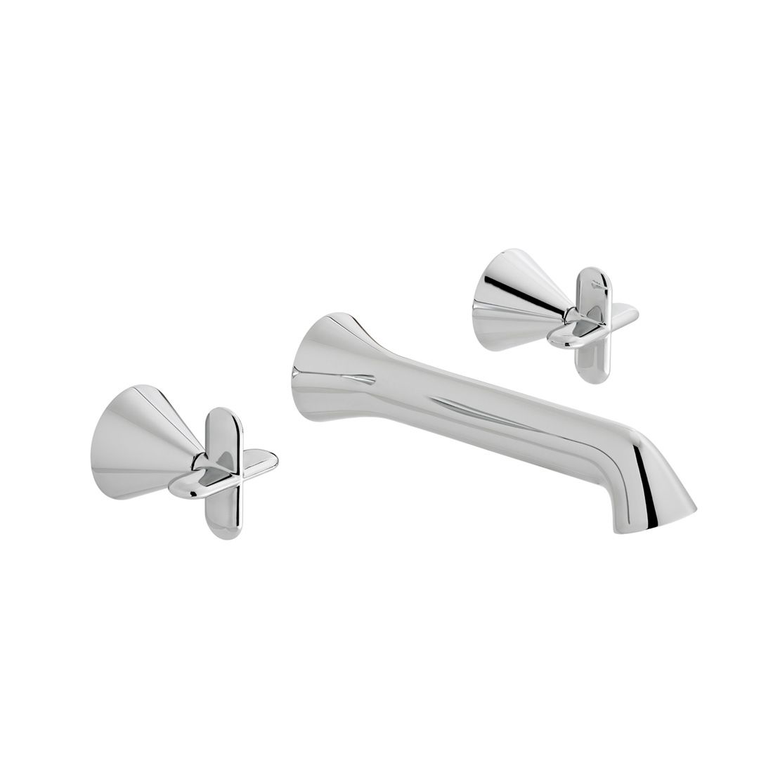 VADO ARRONDI Wall Mounted Basin Mixer Tap + Cross Handles - Chrome Finish