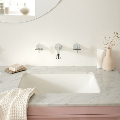 VADO ARRONDI Wall Mounted Basin Mixer Tap + Cross Handles - Chrome Finish