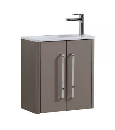 Essentials Suburb 500mm x 250mm Double Door Wall Mounted Basin Unit In Matt Ash