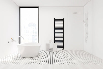JIS Ashdown 1250 x 520mm Stainless Steel Heated Towel Rail Black