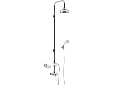 Heritage Avenbury Exposed Shower with Deluxe Fixed Riser Kit & Diverter to Handset - Chrome