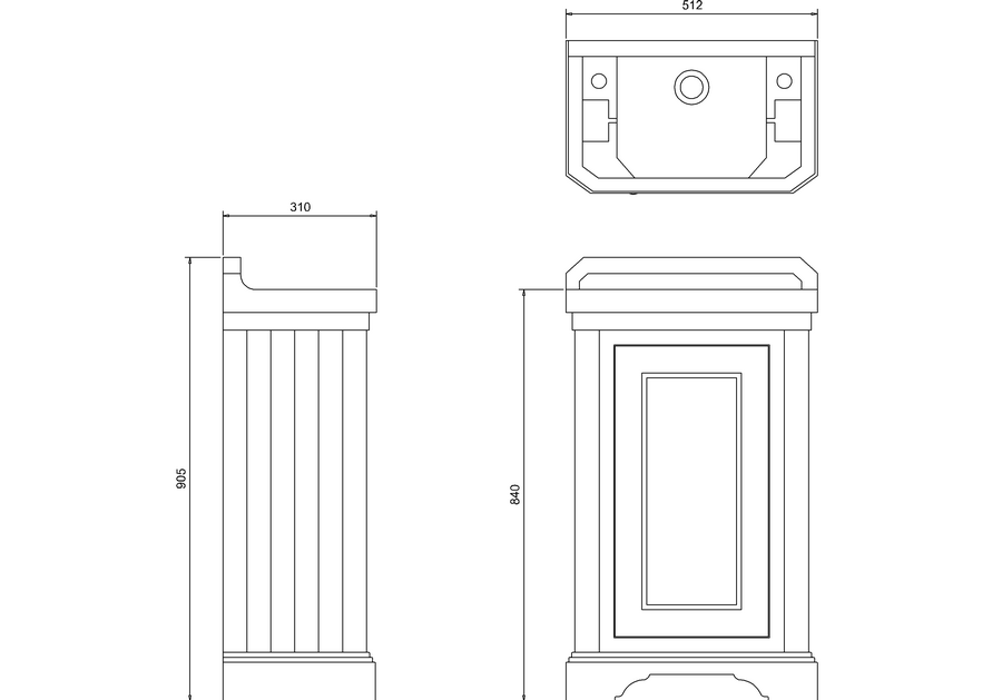 Burlington Cloakroom Basin Unit With Basin - Classic Grey