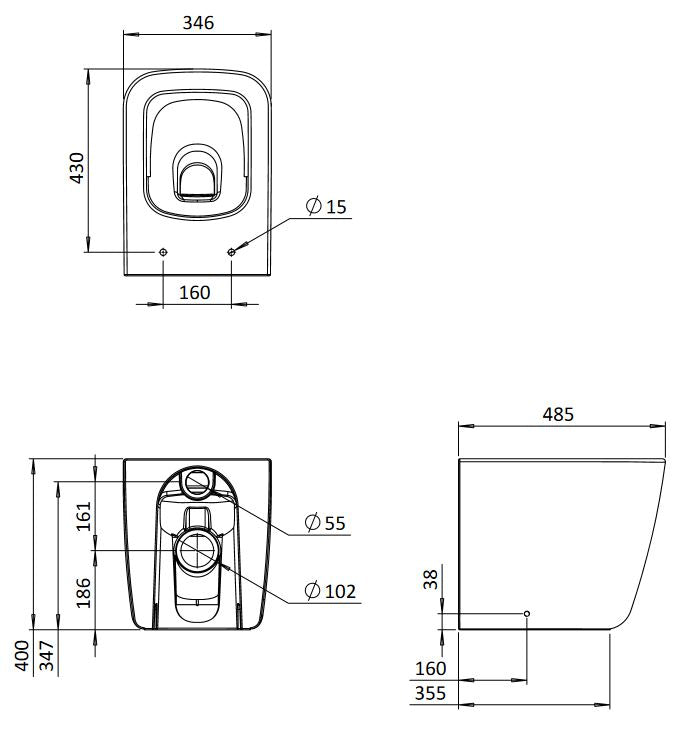 Crosswater Libra Back to Wall Pan  Matt White