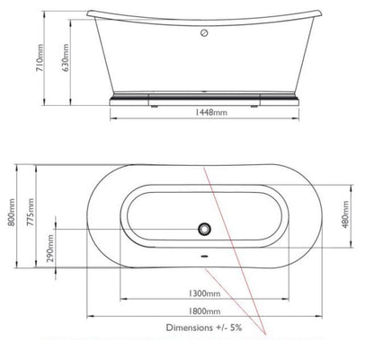 BC Designs Boat Bath 1800x800mm Double Ended Aluminum Plinth