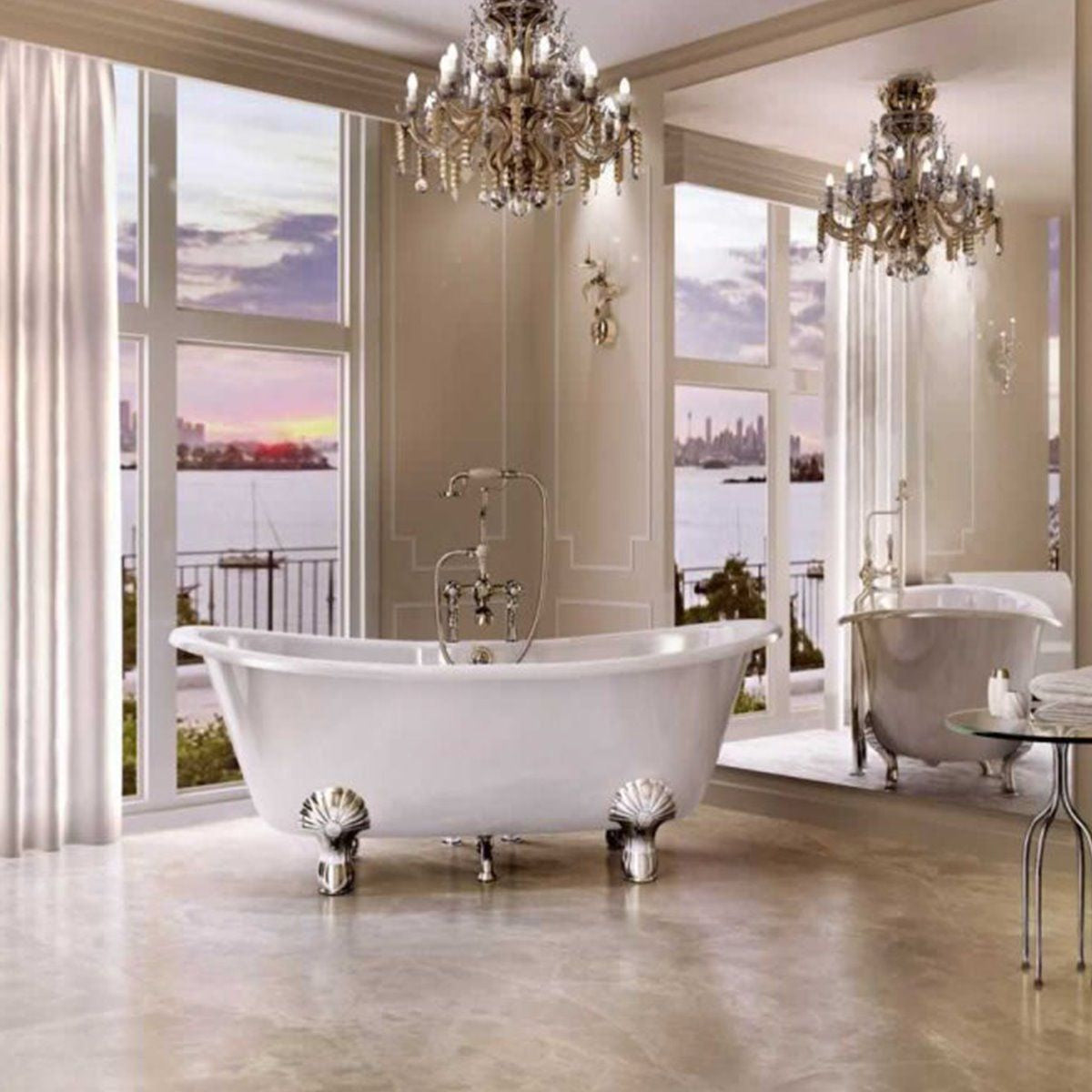 Clearwater Battello Natural Stone Freestanding Bath, White