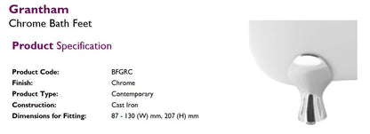 Grantham Freestanding Acrylic Bath Feet Chrome