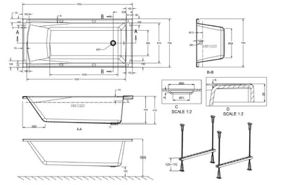 Crosswater KAI S Single Ended Bath 1700 x 750mm