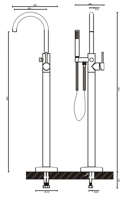Crosswater Essential Fusion Floor Standing Bath Shower Mixer