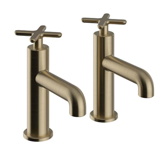 Salcombe Basin Pillar Taps Brushed Brass
