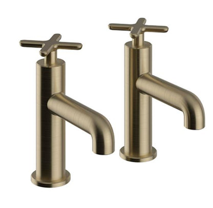 Salcombe Basin Pillar Taps Brushed Brass